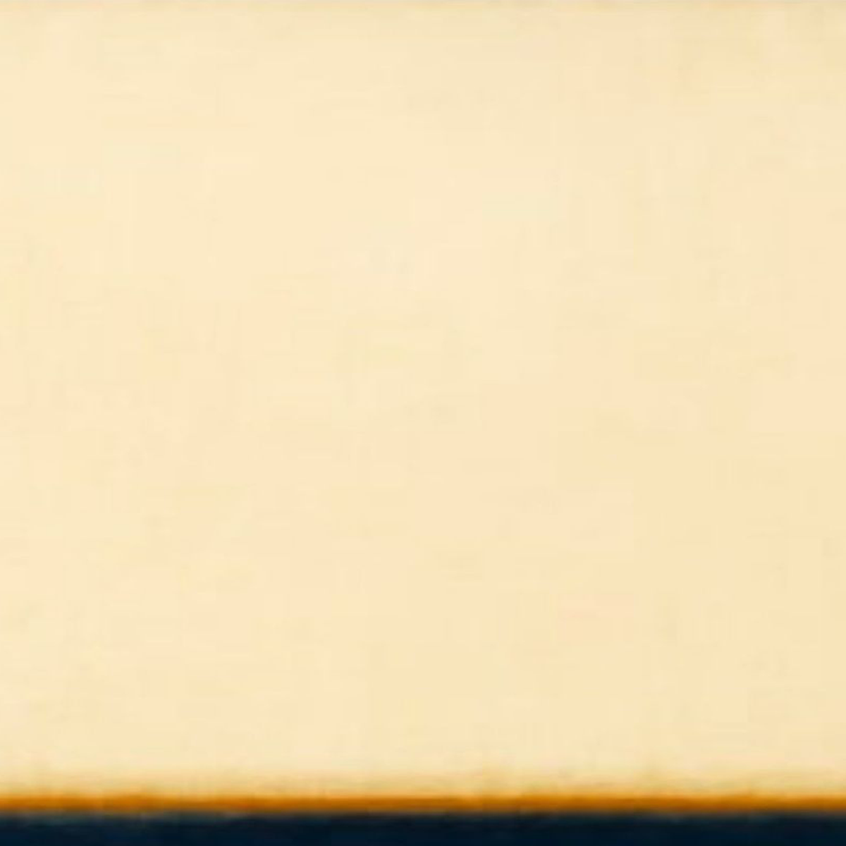 Hand-painted canvas showing cream and ivory above midnight blue with a fine amber horizon.