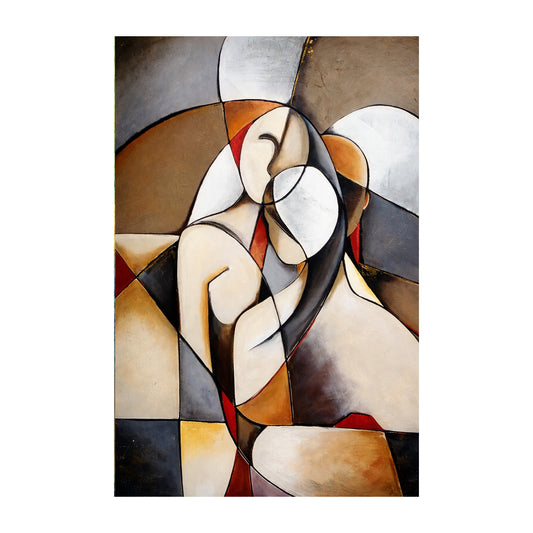 Abstract art piece with geometric shapes and neutral colors