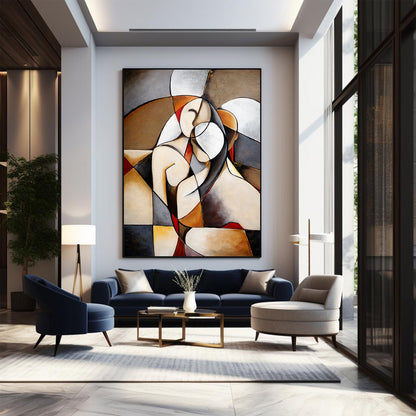 Modern living room with abstract painting on the wall