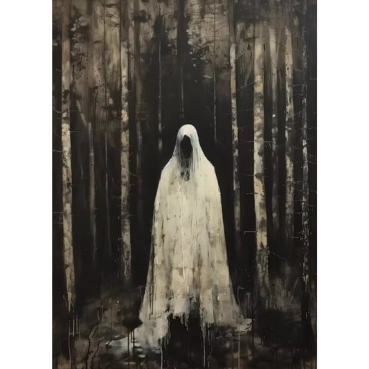 Dark Forest Ghost Vintage Spooky Canvas for Halloween Décor