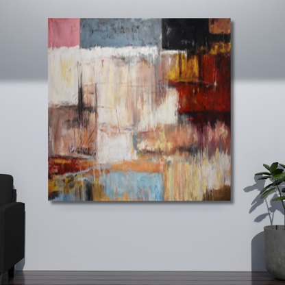 Muted Abstract Landscape – Hand-Painted Modern Canvas in Earth Tones