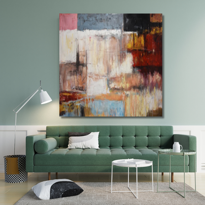 Muted Abstract Landscape – Hand-Painted Modern Canvas in Earth Tones