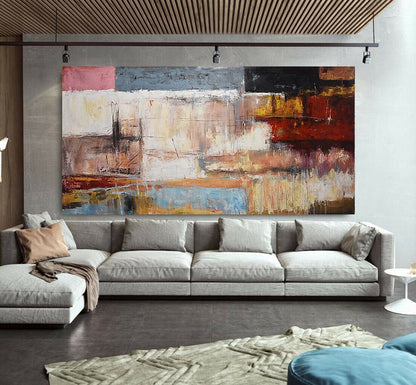 Muted Abstract Landscape – Hand-Painted Modern Canvas in Earth Tones