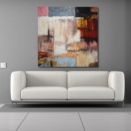 Muted Abstract Landscape – Hand-Painted Modern Canvas in Earth Tones