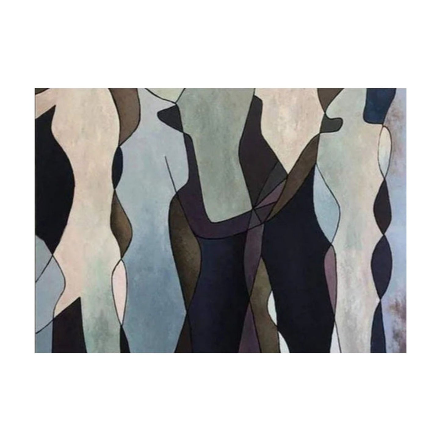 Hand-painted minimalist abstract canvas with curved neutral forms