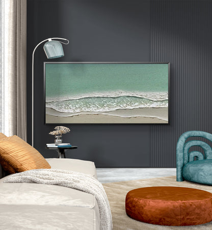 Emerald Calm Island Beach 3D Textured Oil Painting