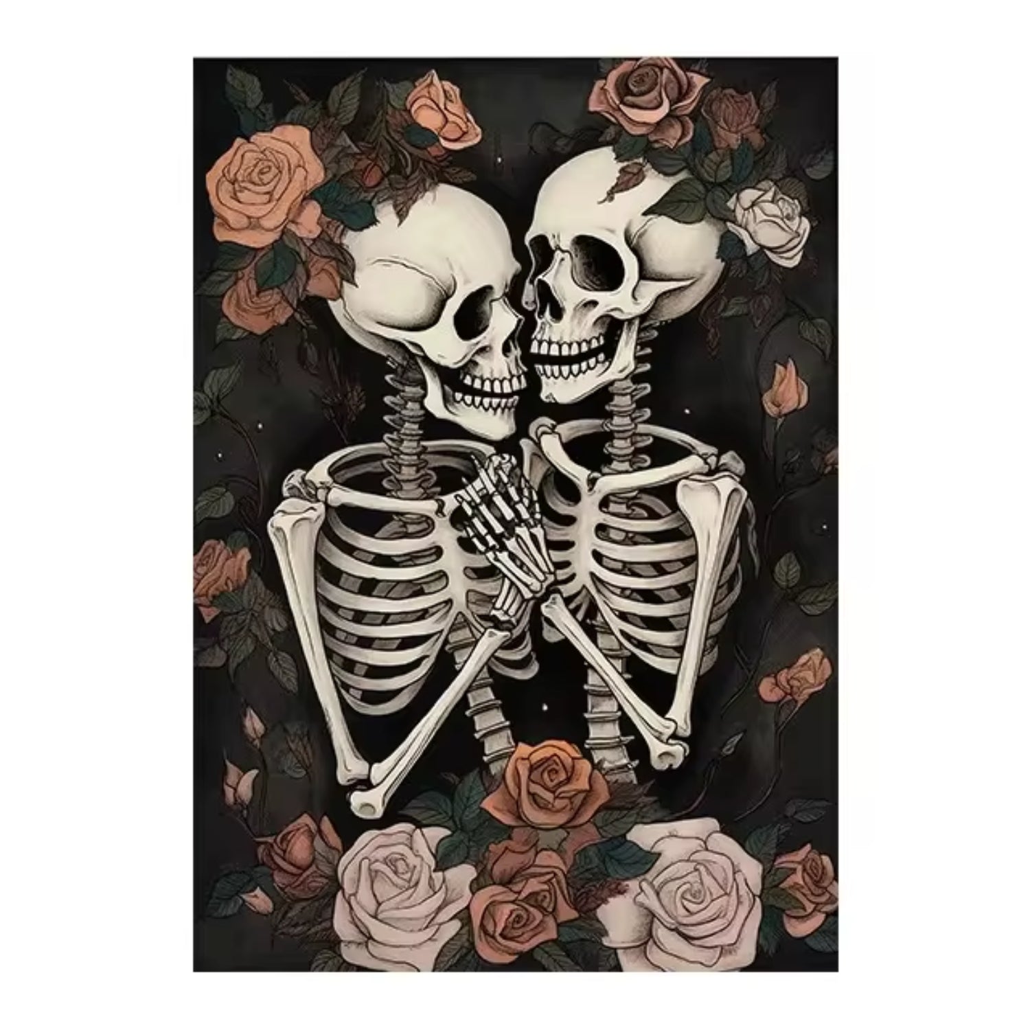 Eternal Love Gothic Skeletons and Roses Halloween Wall Art