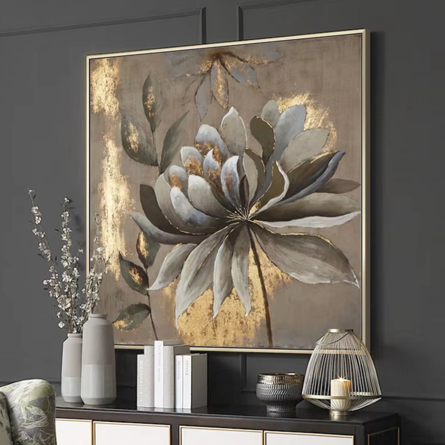 European Abstract Floral Oil Painting Elegant Wall Décor