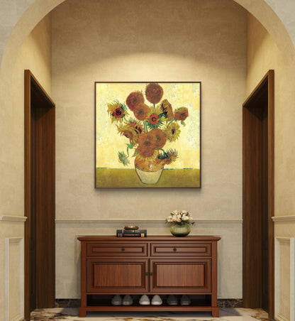 Famous Van Gogh Golden Sunflower Reproduction Textured Painting