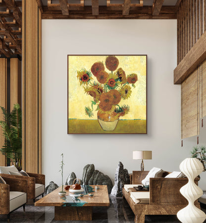 Famous Van Gogh Golden Sunflower Reproduction Textured Painting