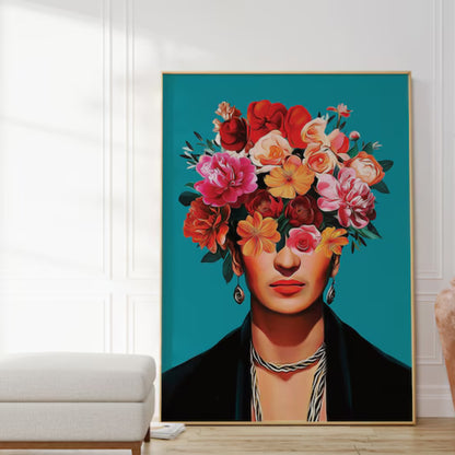 Floral Veil – Hand-Painted Frida-Inspired Modern Feminine Wall Art