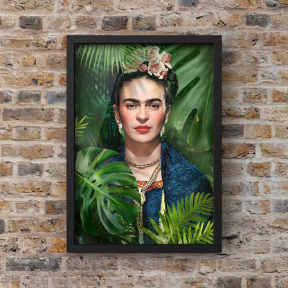 Frida In The Jungle Botanical Portrait Wall Art Feminist Tropical Decor