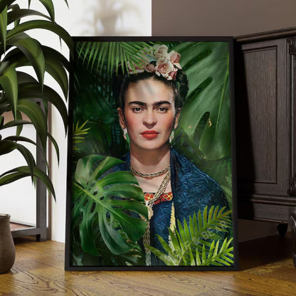 Frida in the Jungle – Hand-Painted Botanical Feminist Tropical Wall Art