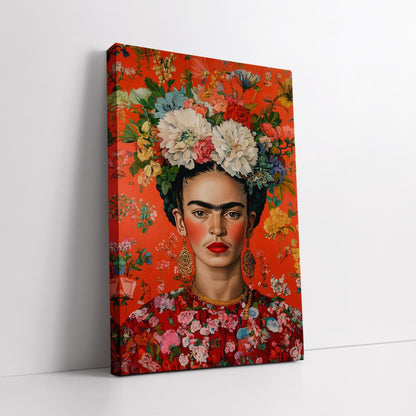 Frida In Bloom Floral Portrait Wall Art Inspired By Frida Kahlo