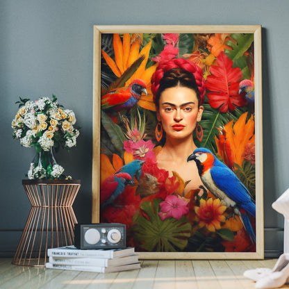 Frida & The Tropics Vibrant Jungle Portrait Wall Art Latin Boho Decor