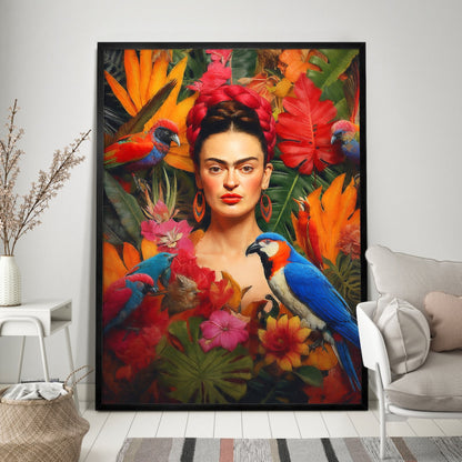 Frida & The Tropics Vibrant Jungle Portrait Wall Art Latin Boho Decor