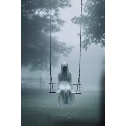 Ghostly Figure on Swing Dark Academia Gothic Halloween Art