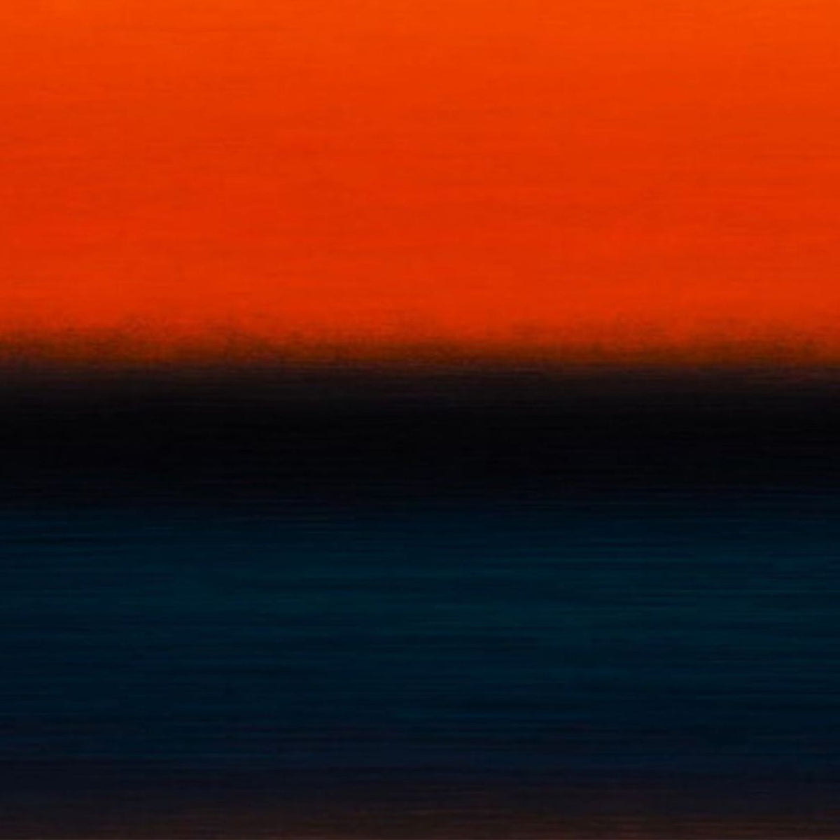 Hand-painted canvas showing a glowing orange upper field above a deep blue base.