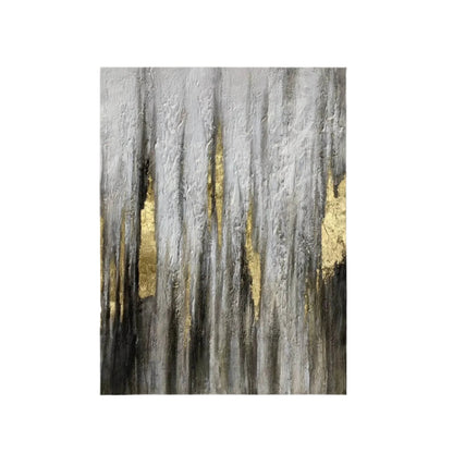 Gold & Grey Textured Abstract Wall Art – Hand-Painted Canvas with Metallic Accents
