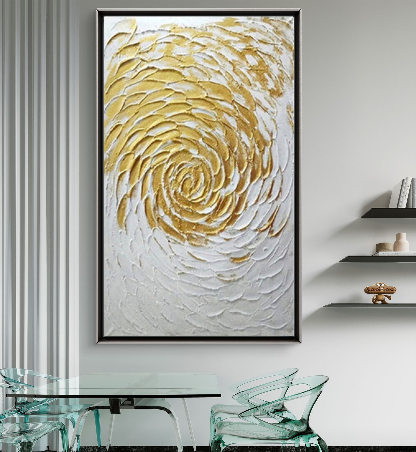 Gold White Cyclone 100% Hand Painted Textured Art