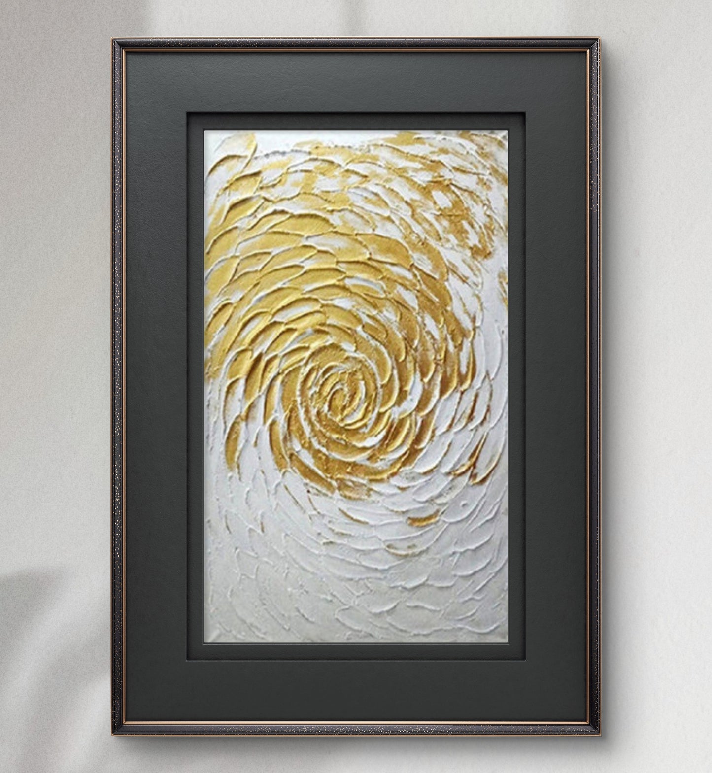 Gold White Cyclone 100% Hand Painted Textured Art