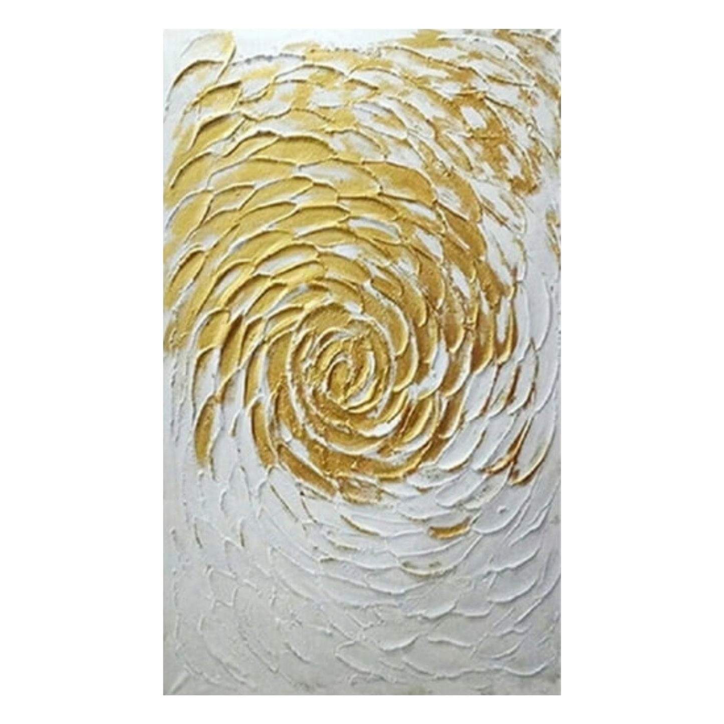 Gold and white cyclone textured abstract hand-painted canvas wall art