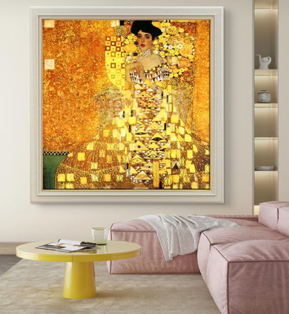 Golden Elegance – Hand-Painted Gustav Klimt Reproduction on Canvas with Gold Details