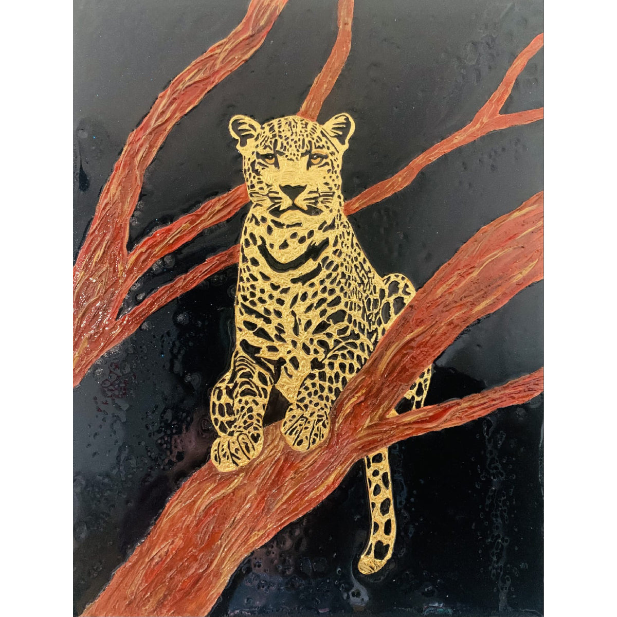 Golden Leopard 3D Textured Portrait Wild Majesty