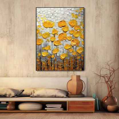 Golden Rise Textured Yellow Floral Abstract