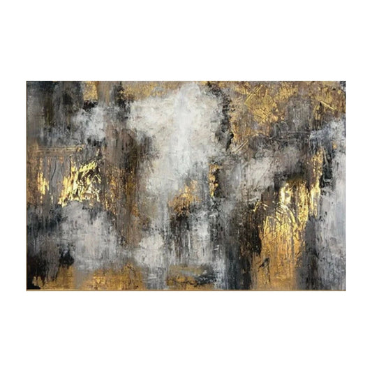 Hand-painted abstract gold and grey textured canvas art with elegant depth and luxury finish