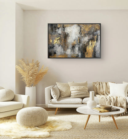 Golden Veil of Silence Handmade Canvas Painting