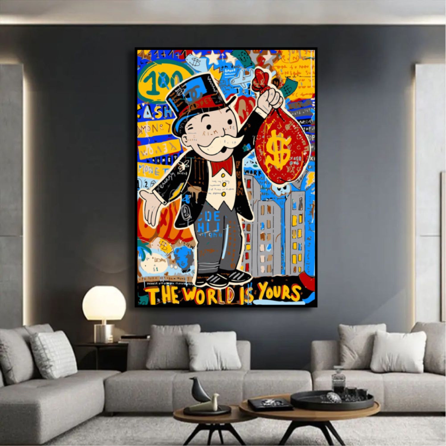 Graffiti Alec Monopoly Holding Money Pop Art Painting