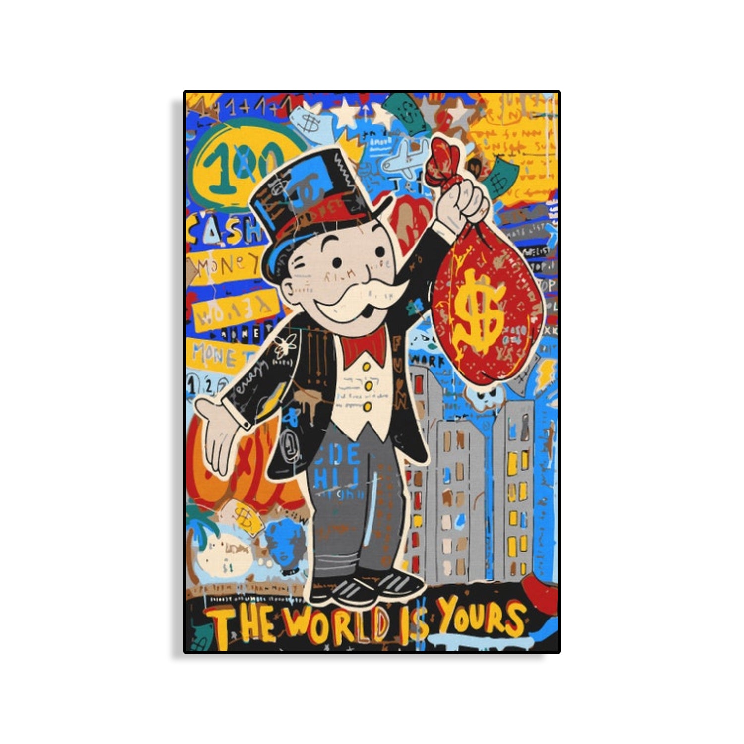 Graffiti Alec Monopoly Holding Money Pop Art Painting