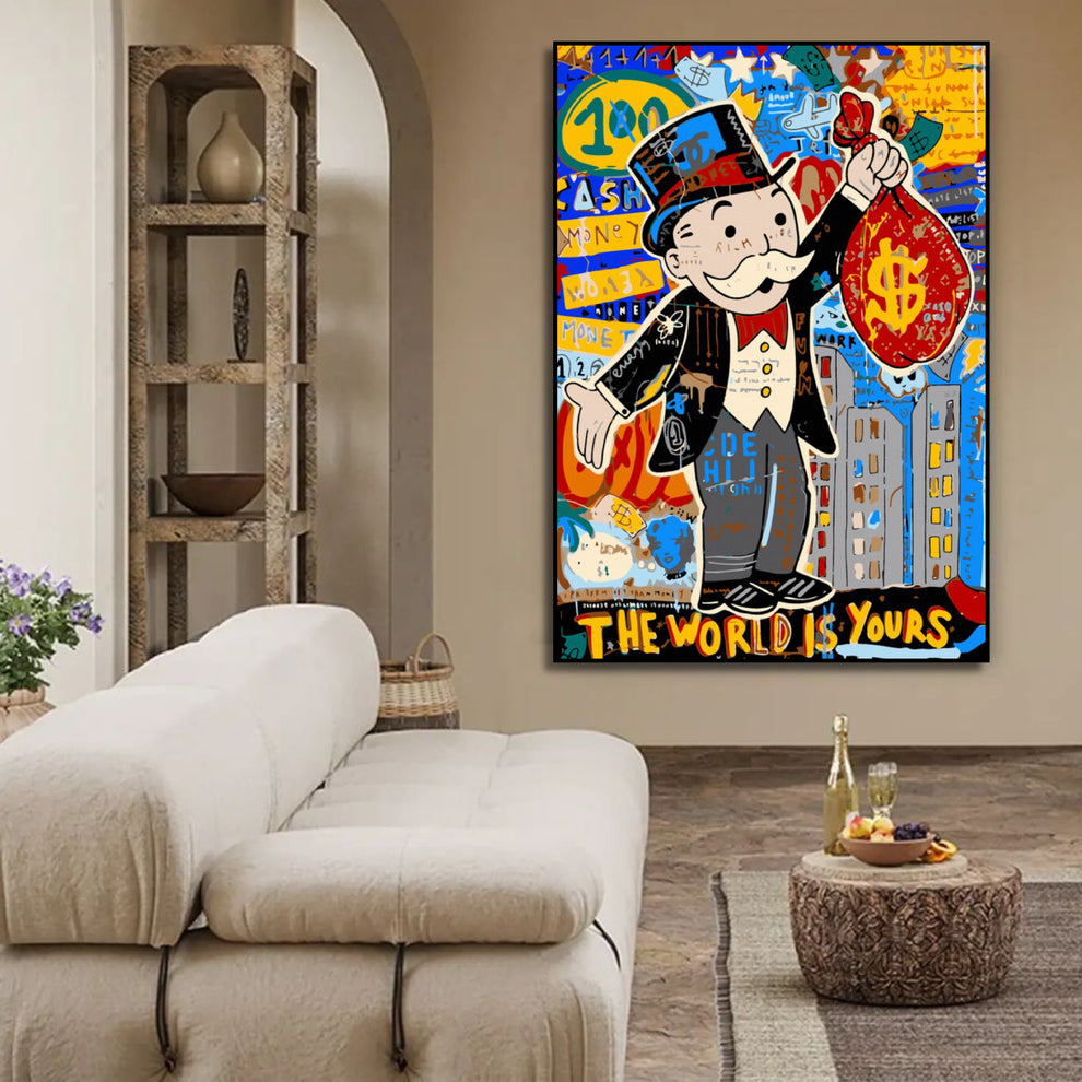 Graffiti Alec Monopoly Holding Money Pop Art Painting – My Modern Art