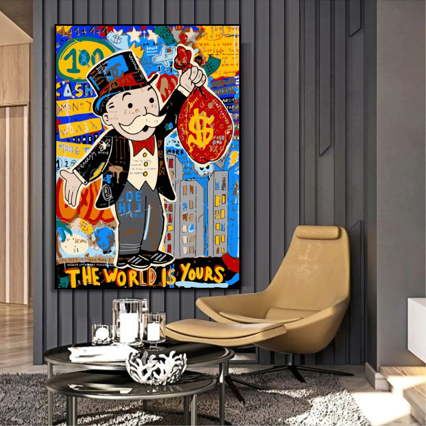 Graffiti Alec Monopoly Holding Money Pop Art Painting