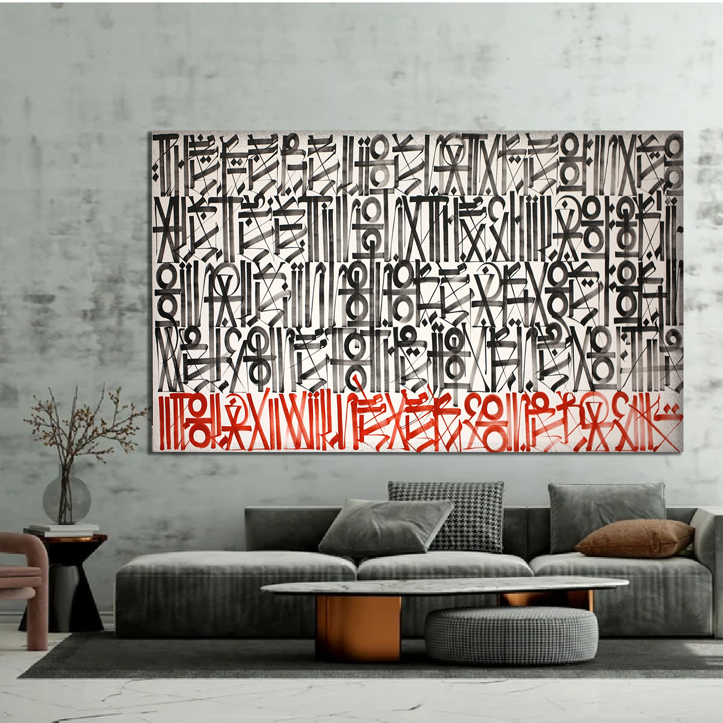 White Black Red Retna Replica Graffiti Oil Painting