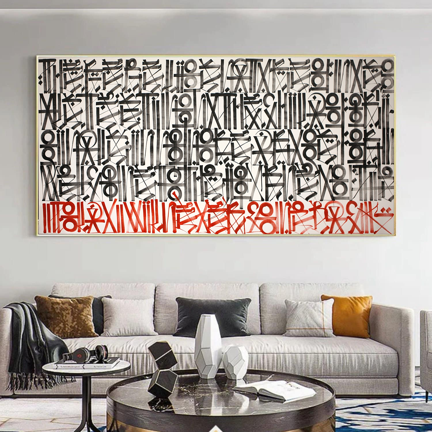 White Black Red Retna Replica Graffiti Oil Painting