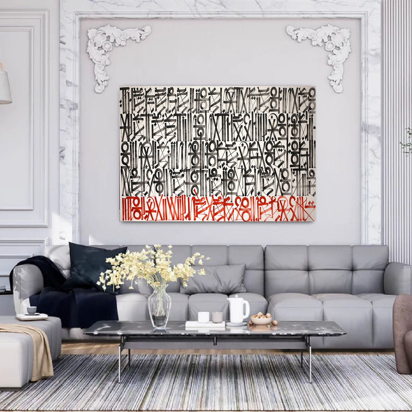 White Black Red Retna Replica Graffiti Oil Painting