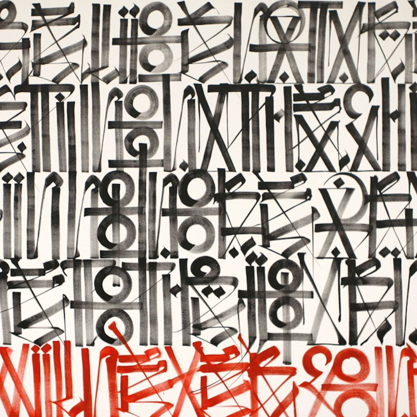 White Black Red Retna Replica Graffiti Oil Painting