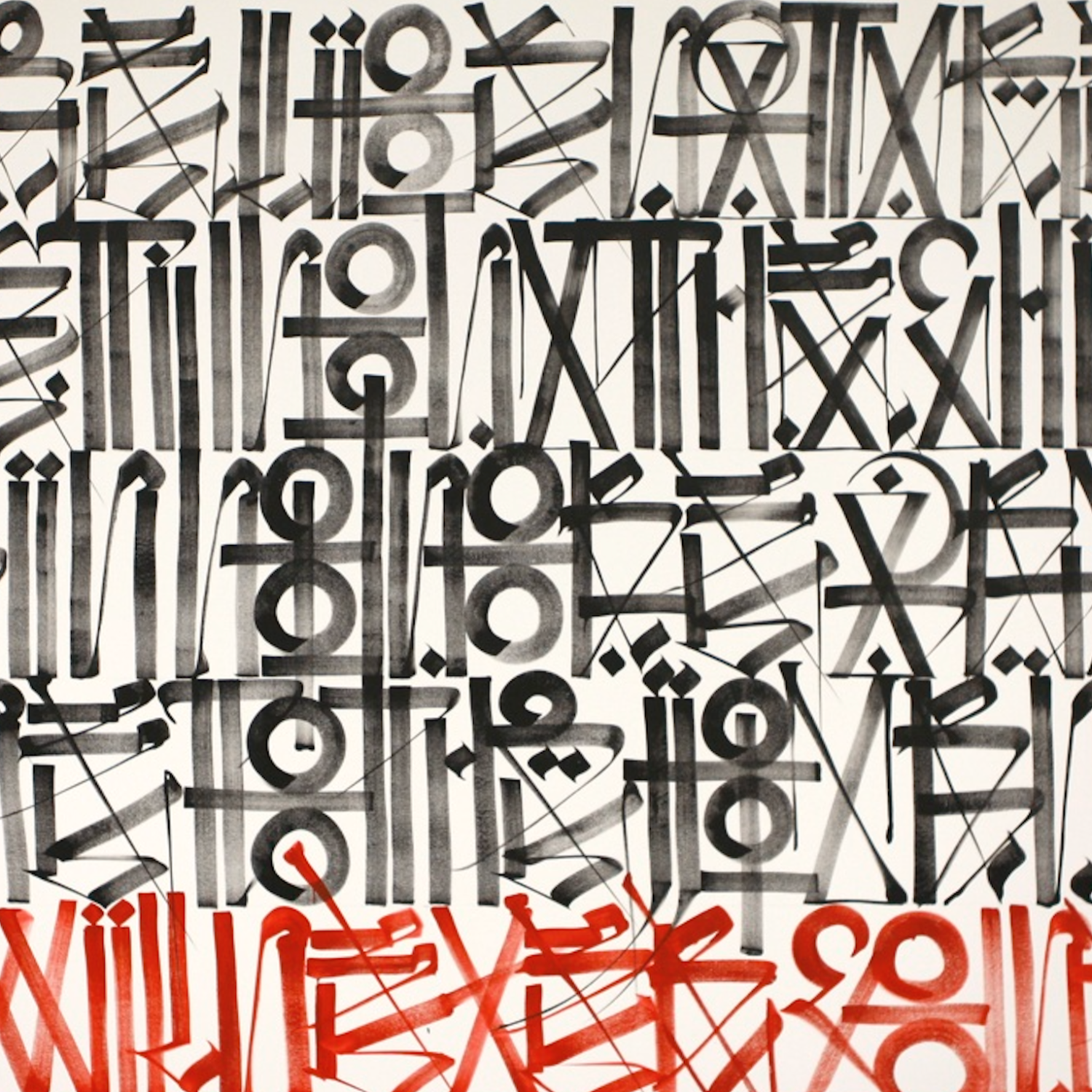 White Black Red Retna Replica Graffiti Oil Painting