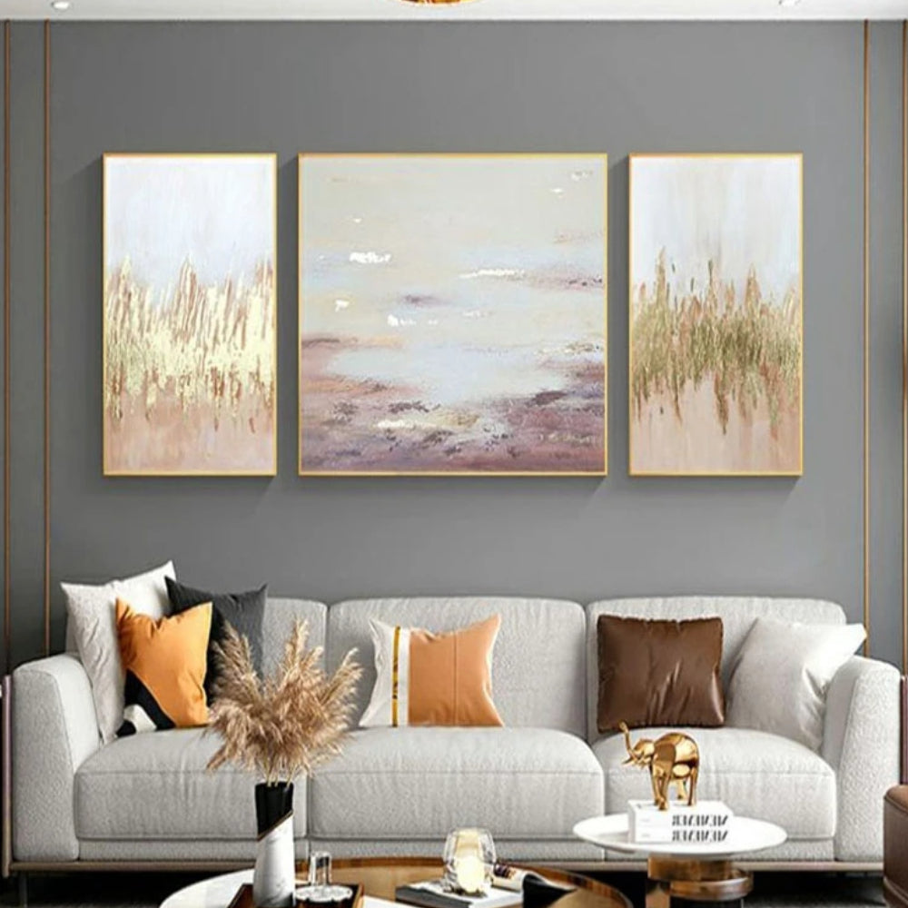 Grassland & Skyline Set of 3 Modern Abstract Living Room Painting