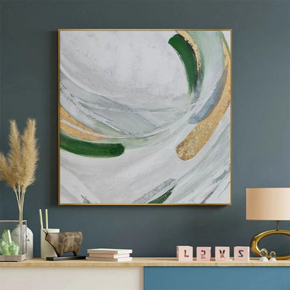 Green and Gold Spiral Set of 2 Home Decor Wall Painting