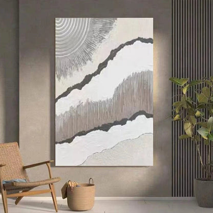 Grey Brown Circular Patterned Set of 2 Oil Painting