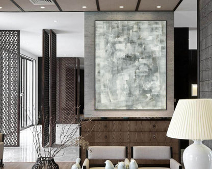 Monochrome Mist – Minimalist Grey Textured Abstract Canvas Art