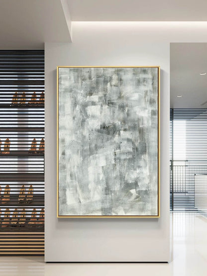 Monochrome Mist – Minimalist Grey Textured Abstract Canvas Art