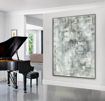 Monochrome Mist – Minimalist Grey Textured Abstract Canvas Art