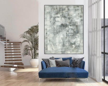 Monochrome Mist – Minimalist Grey Textured Abstract Canvas Art