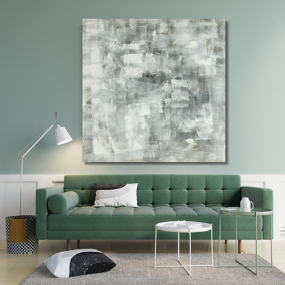 Monochrome Mist – Minimalist Grey Textured Abstract Canvas Art