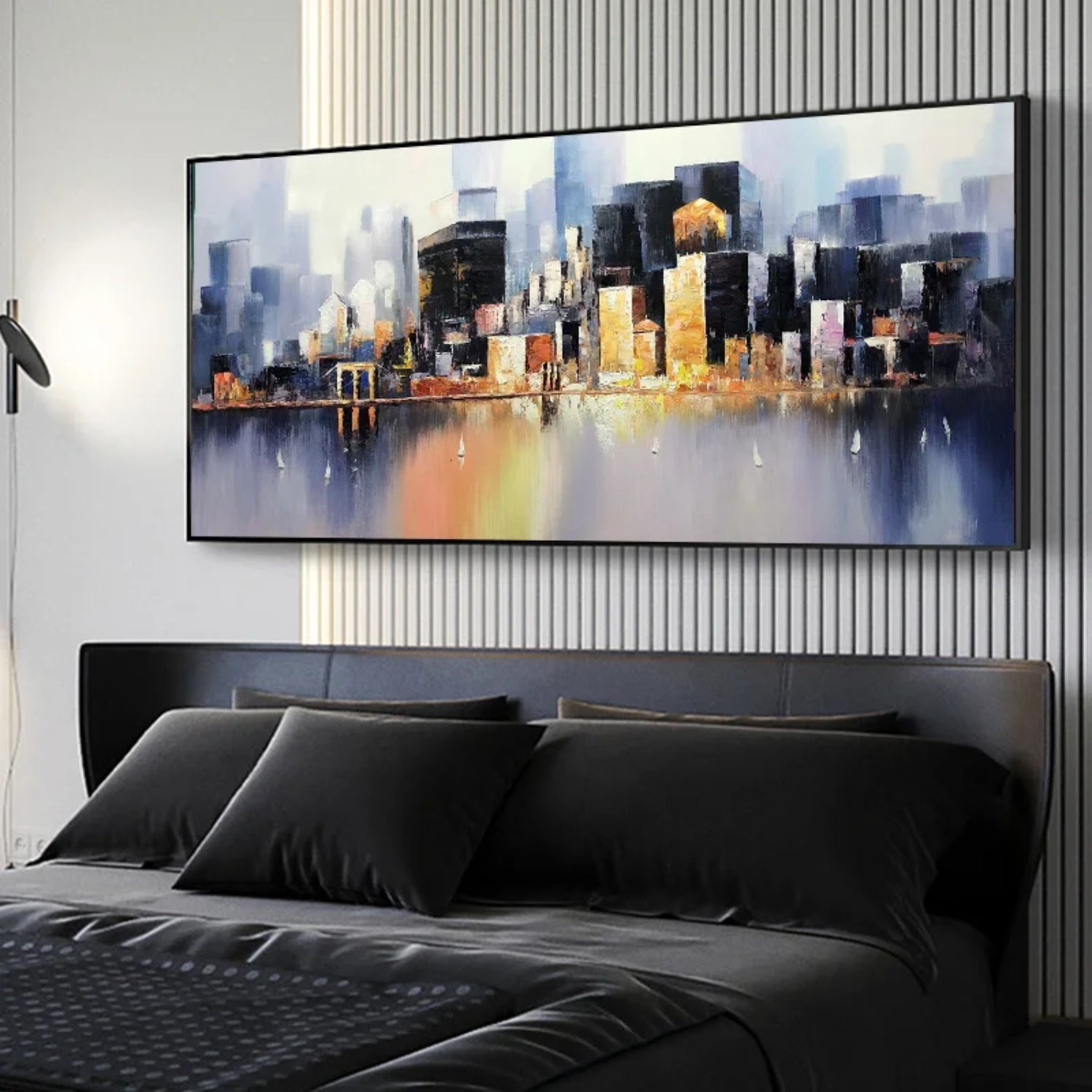 Hand-painted Cityscape Oil Painting Living Room Art