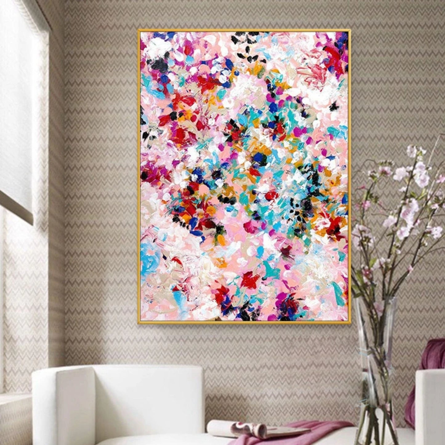 Handmade Floral Oil Painting Living Room Wall Art